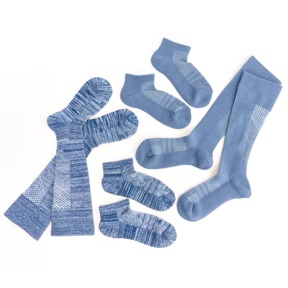 2 Pack Tommie Copper 4 Pack Compression Ankle and WOTC Socks - Blue Marled Large